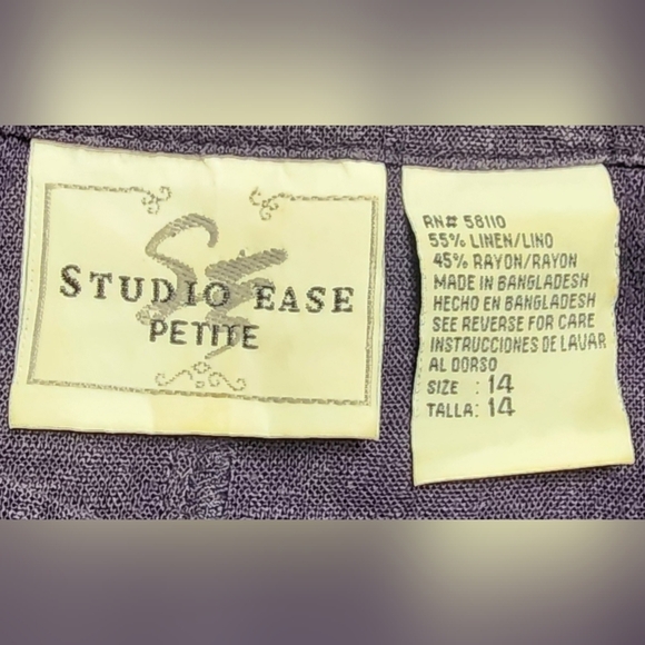 Vintage 90’s Navy Blue Lagenlook Linen Blend Pinafore T Shirt Midi Dress M - Picture 9 of 10